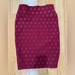 LuLaRoe Burgundy Polka Dot Pencil Skirt